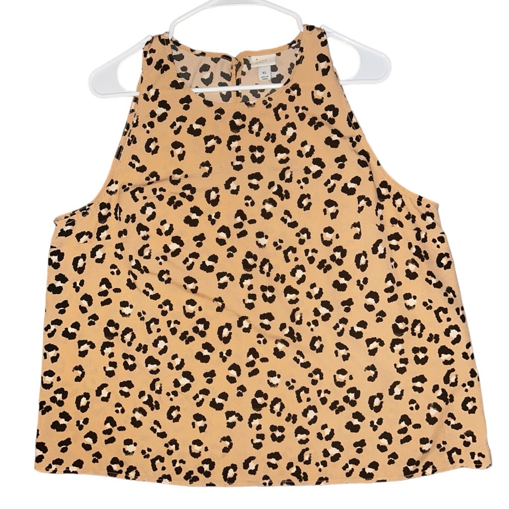A New Day Leopard Print Sleeveless Blouse